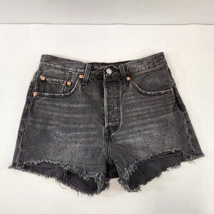 Levi's 501 Faded Black Distressed Cutoff Shorts 28" Waist